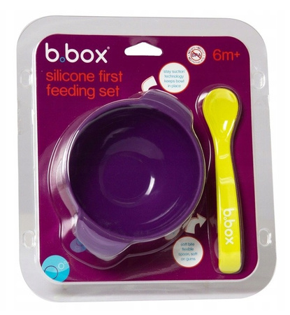 B.Box Silikonowa miseczka z przyssawką i łyżeczką fiolet