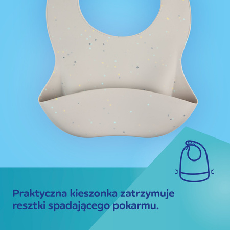 Canpol Babies Śliniak silikonowy z kieszonką DOTS Yellow