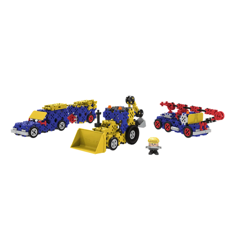 Zestaw klocków Connect 3w1: Pojazdy budowlane / SUV z przyczepą