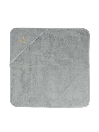 Piapimo Ręcznik z kapturkiem 90 x 90 cm bambusowo-bawełniany szary z haftem kolekcja TowelPower