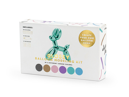 Balony modeliny Glossy 130cm z pompką, mix (1 op. / 30 szt.)