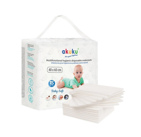 Akuku Baby Soft higieniczne podkłady jednorazowe 40x60 cm (15 szt.)