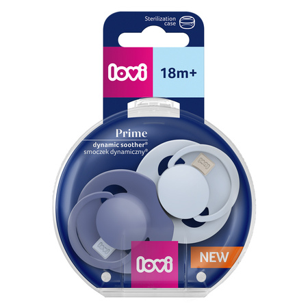 LOVI Smoczek silikonowy dynamiczny Prime 18 m + 2 szt. Baby Blue/Blue