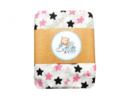 Egakids Pielucha bambusowa druk 120/120 Gwiazdy różowe i czarne