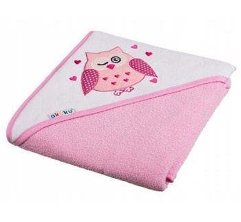 Akuku Okrycie kąpielowe z kapturem Różowe 80x80