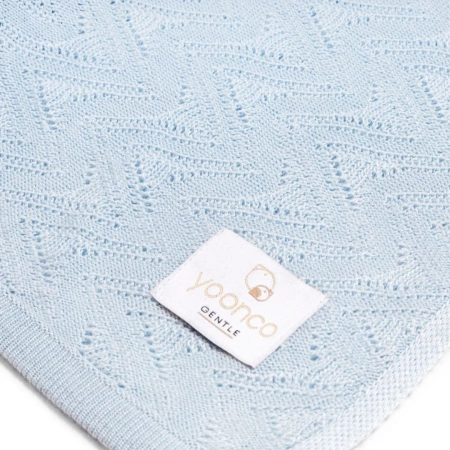 Yoonco Kocyk bambusowy mgiełka AŻUR niebieski