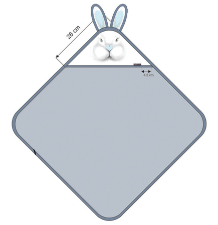 Texpol Bambusowe Okrycie kąpielowe 85x85 cm Króliczek szare,mięta