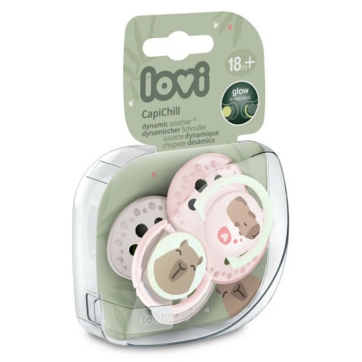 Lovi Smoczek silikonowy dynamiczny 18 m + 2 szt CapiChill Girl