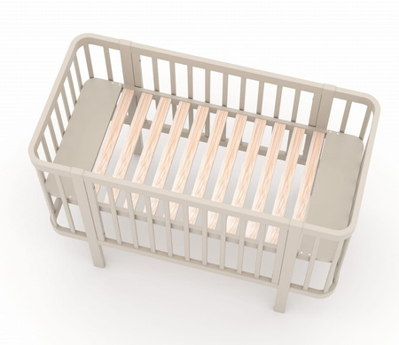 Skrzat Łóżeczko KLARA z barierką i wyjmowanymi szczebelkami (120x60 cm) kolor KASZMIR