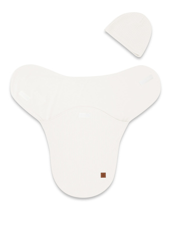 MimiNu Otulaczek do spania dla noworodka + czapeczka Ecru 0 - 3 m