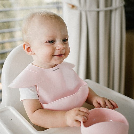 Babyono Silikonowy śliniak z regulowanym zapięciem, różowy