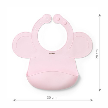 Babyono Silikonowy śliniak z regulowanym zapięciem, różowy