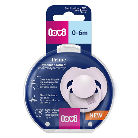 LOVI Smoczek silikonowy dynamiczny Prime 0-6m 1 szt. Lilac