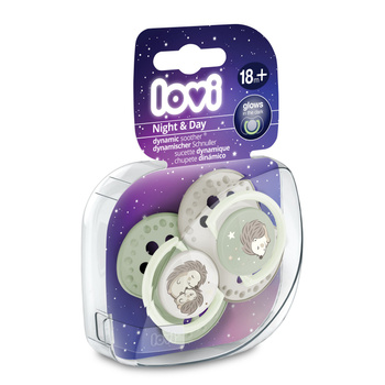 Lovi Smoczek silikonowy dynamiczny 18 m + Night&day Hedgehog