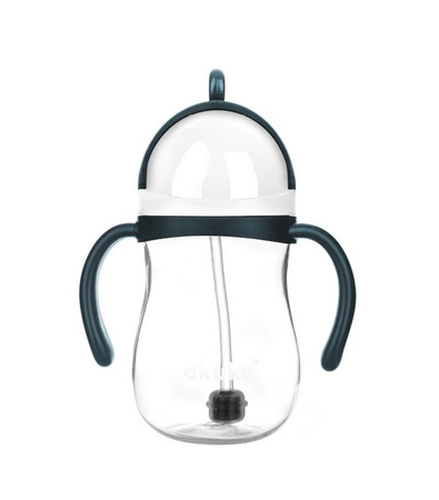 Akuku Bidon ze słomką z odważnikiem blue/white A0166