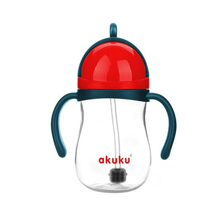 Akuku Bidon ze słomką z odważnikiem blue/red A0164