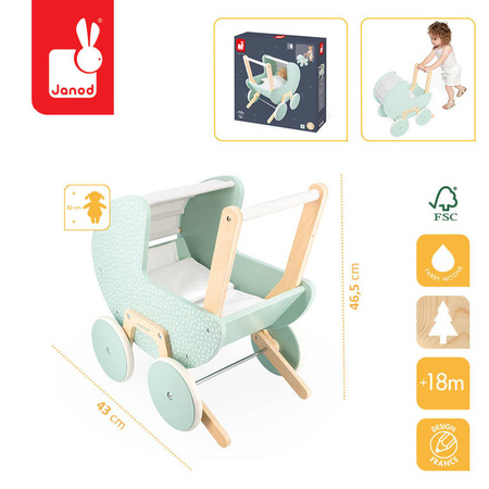 Janod Drewniany wózek dla lalek Zen 18 m+