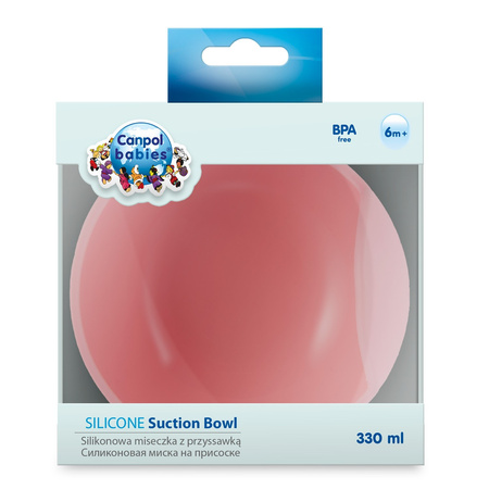 Canpol babies silikonowa miseczka z przyssawką 300 ml różowa