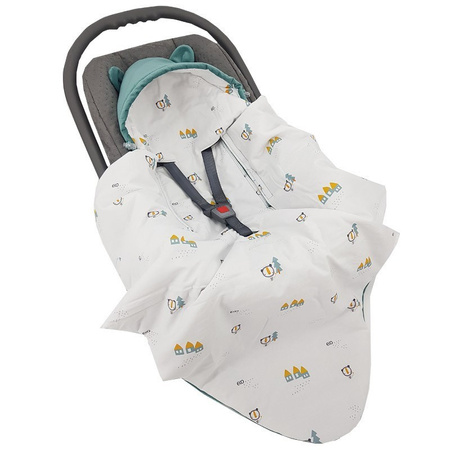 EKO Śpiworek/Otulacz do fotelika VELVET pasy 3 i 5-punktowe Domki