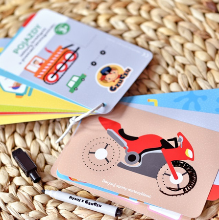 CzuCzu - Pojazdy. Zabawy kreatywne z pisakiem zmazywakiem