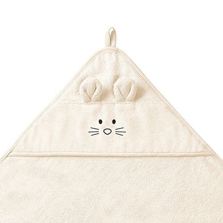 Babyono Okrycie kąpielowe bambusowe z kapturkiem 100x100cm kremowe