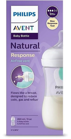 Avent Philips Butelka Natural Response z nakładką antykolkową AirFree 260ml