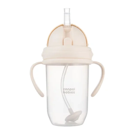 Canpol babies Kubek niekapek z rurką i odważnikiem 270 ml Kremowy
