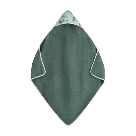 PETITE&MARS Okrycie kąpielowe bambusowe z kapturkiem 100 x 100 cm LOULOU Whale Song