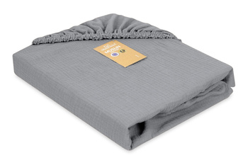 Babymatex Prześcieradło MUŚLIN z gumą rozmiar 60x120, szare