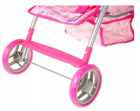 Wózek spacerowy dla lalek z koszem i daszkiem