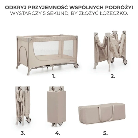 Kinderkraft Łóżeczko turystyczne 2w1 JOY 2 Beige
