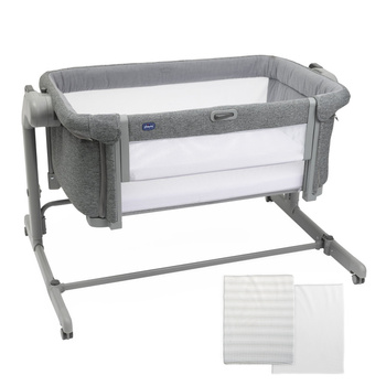 Chicco Next2Me Magic EVO łóżeczko dostawne, Dark Grey + prześcieradła