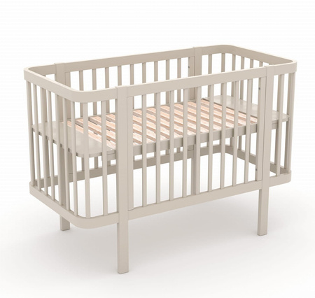 Skrzat Łóżeczko KLARA z barierką i wyjmowanymi szczebelkami (120x60 cm) kolor KASZMIR