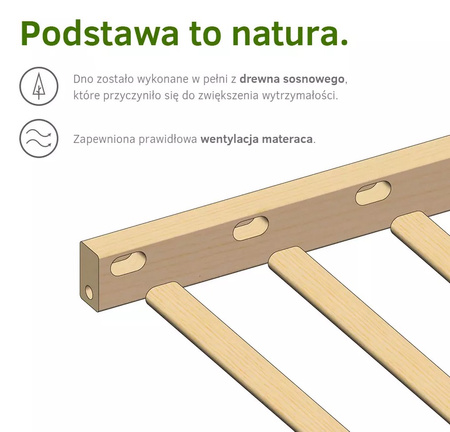 Klupś Łóżeczko HENRY z szufladą i funkcją kołysania, sosna 120x60