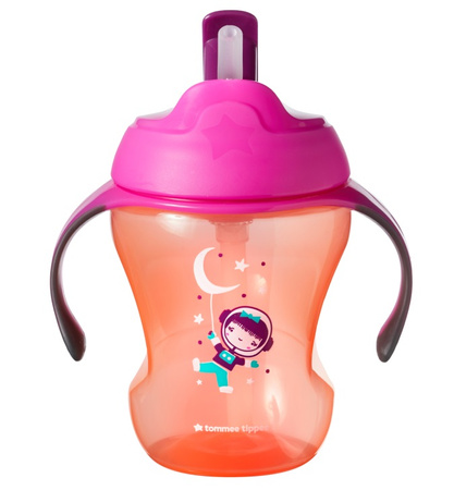 Tommee Tippee Bidon ze słomką niekapek Kosmonautka 230ml 6m+ pomarańczowy