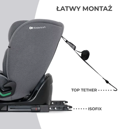Kinderkraft Fotelik Samochodowy Oneto3 i-Size (76 -150 cm) Cool Grey