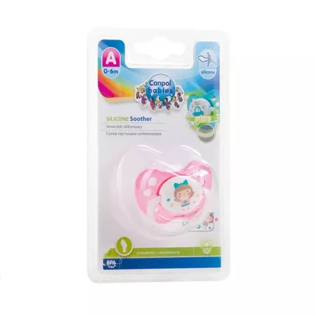 Smoczek 0-6m uspokajający silikon anatomiczny TOYS różowy Canpol babies
