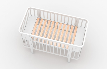 Skrzat Łóżeczko Klara z barierką i wyjmowanymi szczebelkami (120x60 cm) kolor BIAŁY