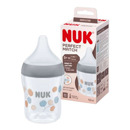 NUK Perfect Match Antykolkowa butelka 150 ml z silikonowym smoczkiem S  Bawełna