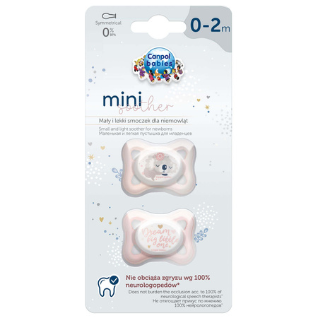 Canpol Babies Smoczek silikonowy symetryczny 0-2m Mini Różowy