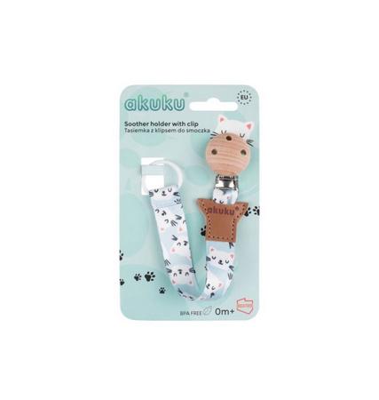 Akuku Uniwersalna tasiemka do smoczków uspokajających, Kotki A0582