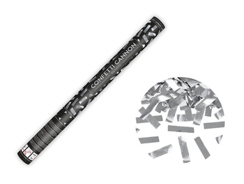 Tuba z konfetti, srebrny, 60cm