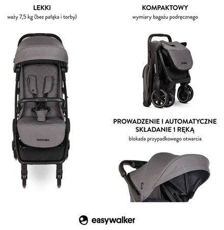 Easywalker Jackey kompaktowy wózek spacerowy Marble Grey