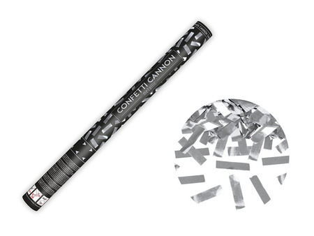 Tuba z konfetti, srebrny, 60cm