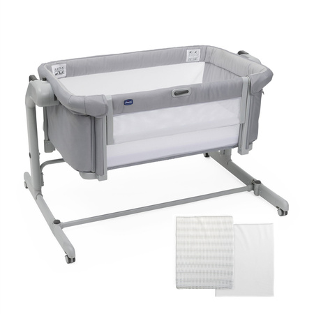 Chicco Next2Me Magic EVO łóżeczko dostawne, Grey Mist + prześcieradła