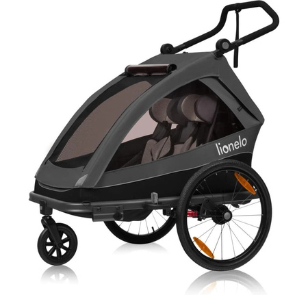 Lionelo Cama podwójna przyczepka rowerowa, wózek spacerowy Graphite