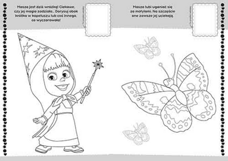 Masza i Niedźwiedź - Koloruj i naklejaj