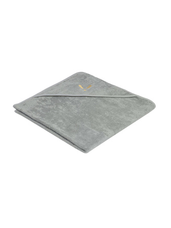 Piapimo Ręcznik z kapturkiem 90 x 90 cm bambusowo-bawełniany szary z haftem kolekcja TowelPower