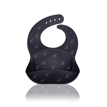 PETITE&MARS Śliniak silikonowy Sam ze wzorem 6m+ Grey Hills