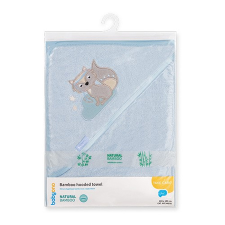 Babyono Okrycie kąpielowe bambusowe - ręcznik z kapturkiem NATURAL BAMBOO 100X100cm
